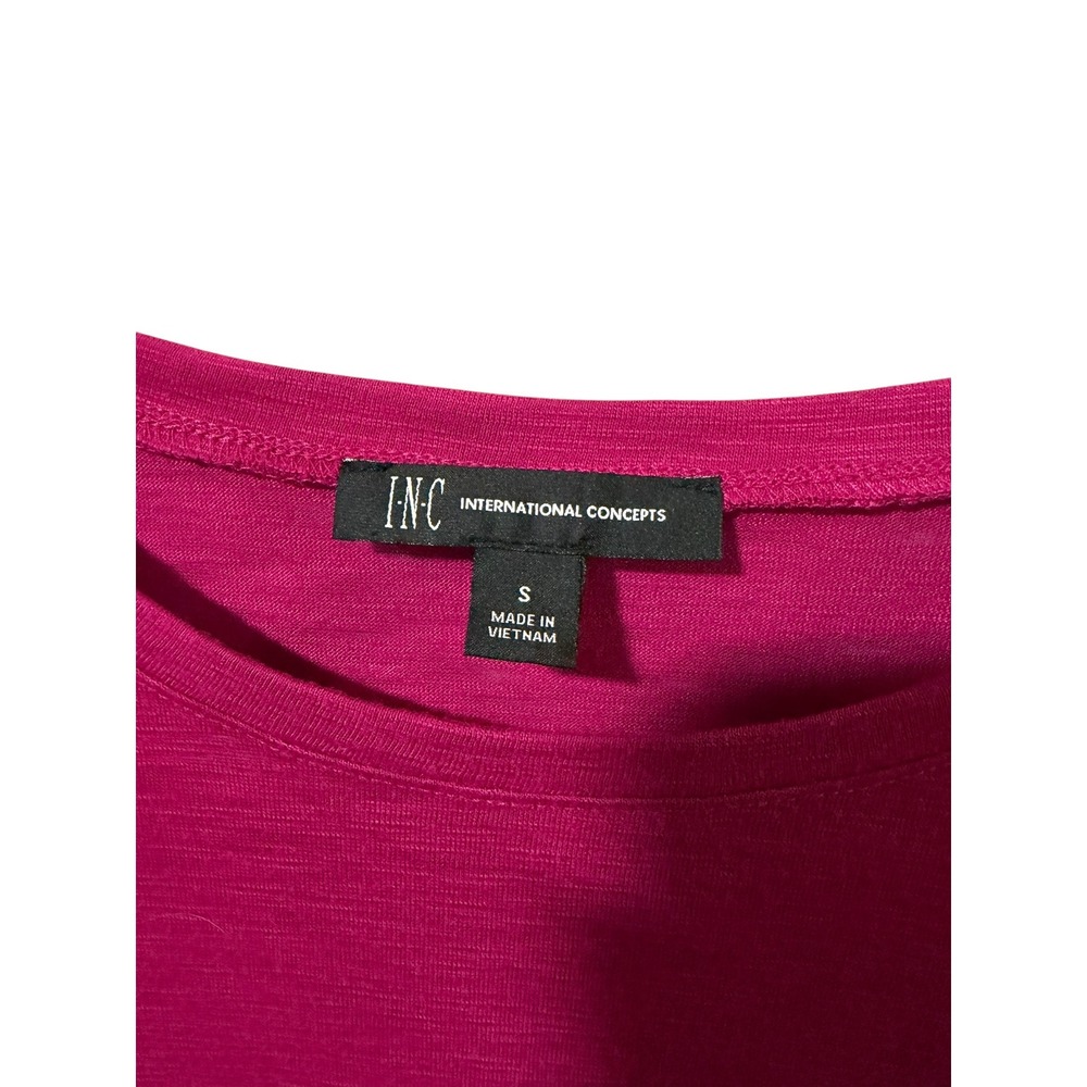 INC International Concepts Size Small Berry Pink Puff Sleeve Slub Knit Top - Picture 3 of 5